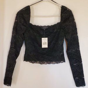 Guess Black Sheer Floral Crop Top